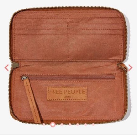 Free People Distressed Vegan Brown Wallet Wristlet - Picture 2 of 11